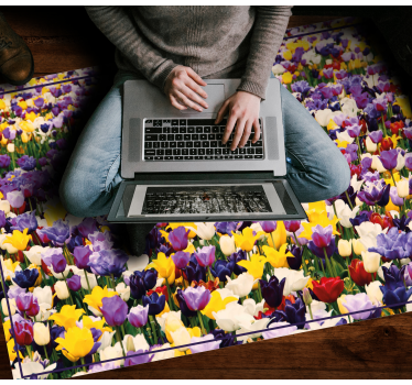 Colorful realistic explosion vinyl rug flowers - TenStickers