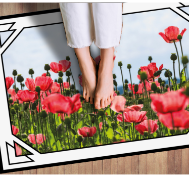 Colorful poppy field vinyl rug flowers - TenStickers