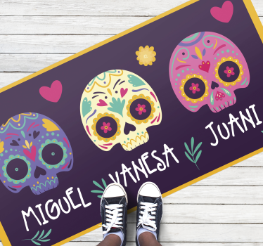 Custom colorful skulls entrance hall vinyl rug - TenStickers