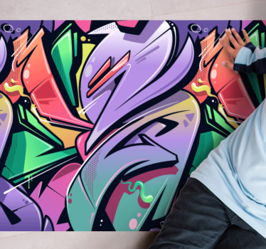 Colourful graffiti street art texture rug - TenStickers