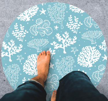 Coral reef motif vinyl rug flowers - TenStickers
