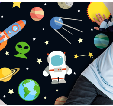 Cosmic discovery design star vinyl rug - TenStickers