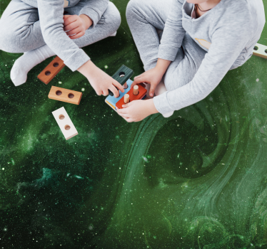 Cosmic green swirl star vinyl rug - TenStickers