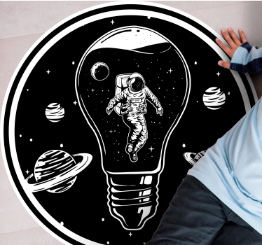 Cosmonaut in Lightbulb star vinyl rug - TenStickers
