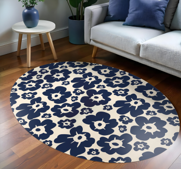 Dark blue poppy vinyl rug flowers - TenStickers