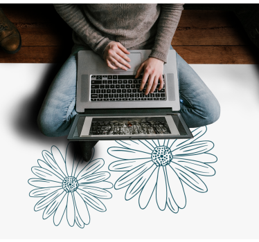 Delicate Floral Touch vinyl rug flowers - TenStickers