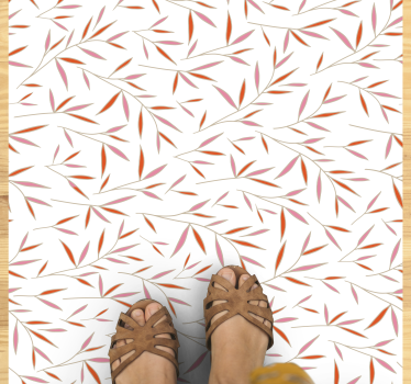 Delicate Leaf Pattern vinyl rug flowers - TenStickers