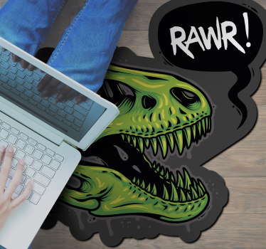 dinosaur head illustration with text rawr animal mat - TenStickers