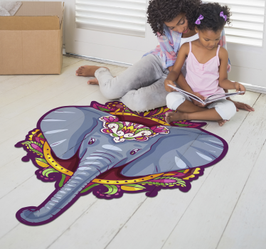 Elephant shaped  mandala vinyl carpet - TenStickers