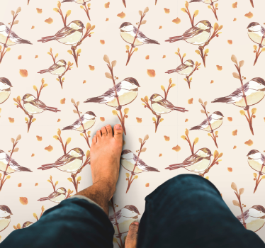Enchanting Bird Motifs vinyl rug flowers - TenStickers