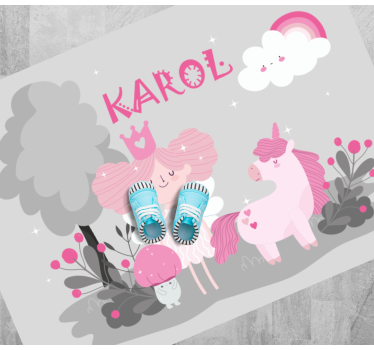 Fairy tale scene with name vinyl rug - TenStickers