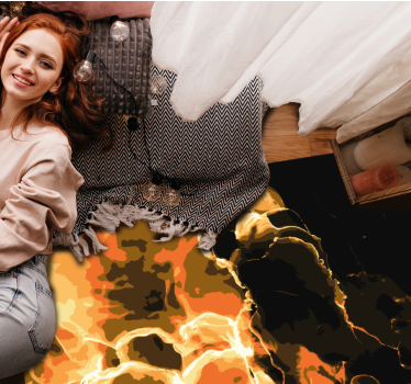 Fiery effect marble vinyl rug - TenStickers