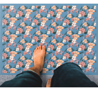 Floral Bloom Pattern vinyl rug flowers - TenStickers