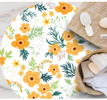 Floral Bouquet Pattern vinyl rug flowers - TenStickers