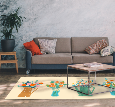 Floral Centerpiece Display vinyl rug flowers - TenStickers