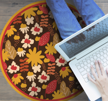 Floral Cheerful Motif vinyl rug flowers - TenStickers