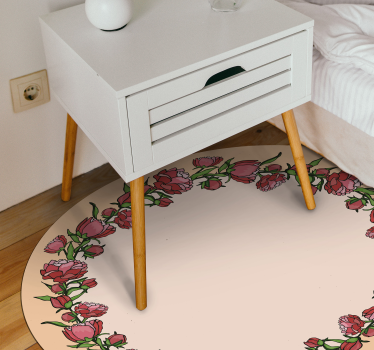 Floral Circular Accent vinyl rug flowers - TenStickers