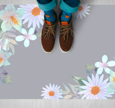 Natural edge design vinyl rug flowers - TenStickers