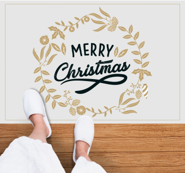 Floral Embroidery Christmas Christmas rug - TenStickers