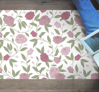 Elegant garden pattern vinyl rug flowers - TenStickers