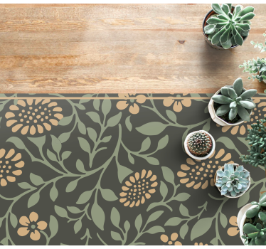 Sunflower green pattern vinyl rug flowers - TenStickers