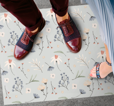 Floral Leaf Illustration vinyl rug flowers - TenStickers