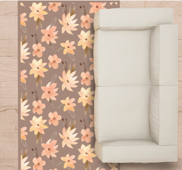 Floral Motif Array vinyl rug flowers - TenStickers