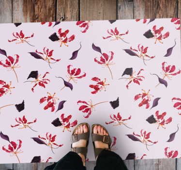 Floral Motif Elegance vinyl rug flowers - TenStickers
