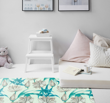 Floral Pastel Tones vinyl rug flowers - TenStickers