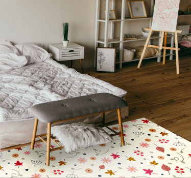 Floral Pattern Accent vinyl rug flowers - TenStickers