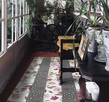 Floral Runner vinyl rug flowers - TenStickers