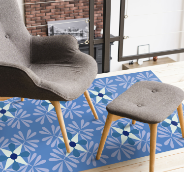 Floral Symmetry Pattern vinyl rug flowers - TenStickers
