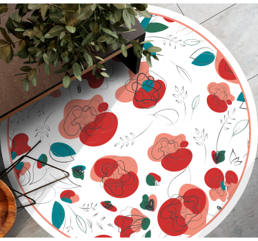 Flourishing Floral Element vinyl rug flowers - TenStickers