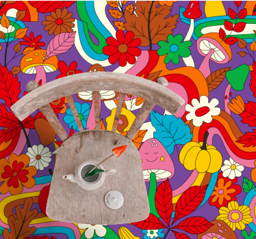 Flower power retro pattern flower rug - TenStickers