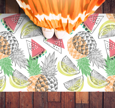 Fruity Tropical Charm vinyl rug flowers - TenStickers