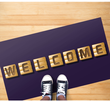 Wooden welcome tiles entrance hall vinyl rug - TenStickers