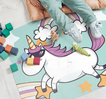 hand drawn unicorn with sunglasses animal mat - TenStickers