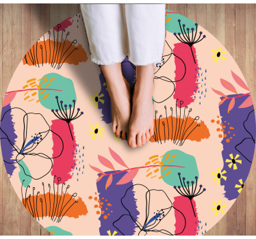 Hand painted abstract flowers flower rug - TenStickers