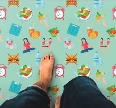 Healthy Lifestyle Icons vinyl rug - TenStickers
