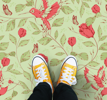 Hummingbird Floral Pattern entrance hall vinyl rug - TenStickers