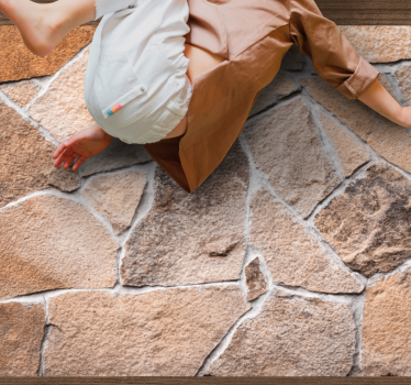 Light brown irregular stone bricks texture rug - TenStickers