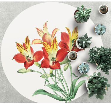 Lively Red Blossoms vinyl rug flowers - TenStickers