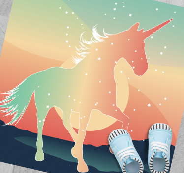 Magical Unicorn Silhouette kids vinyl rug - TenStickers