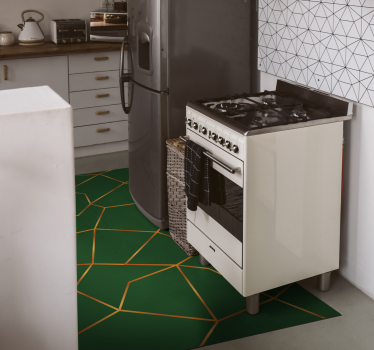 Marble vinyl rug with green geometric pattern - TenStickers