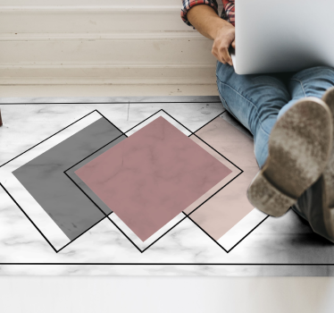 Marble vinyl rug with marble geometrics design - TenStickers