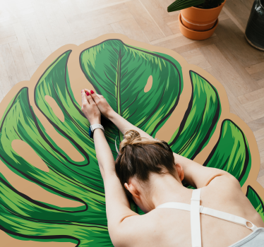 Monstera leave shape flower rug - TenStickers