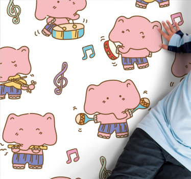 Musical Elephants Theme vinyl rug - TenStickers