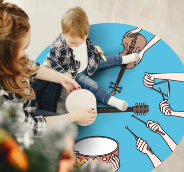 Musical Hands Motif vinyl rug - TenStickers