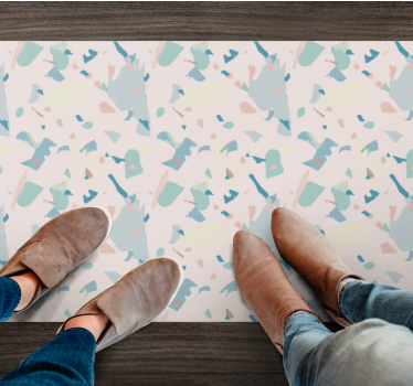 Pastel abstract shapes marble vinyl rug - TenStickers