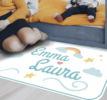 Double name with rainbow vinyl rug - TenStickers